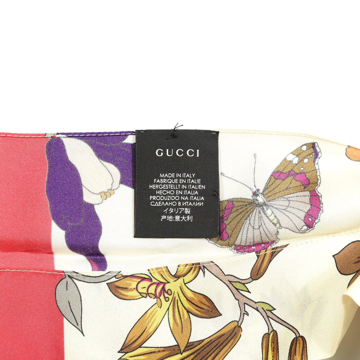 Gucci Silk Twill Flora Neck Bow White Multicolor 5 of 5