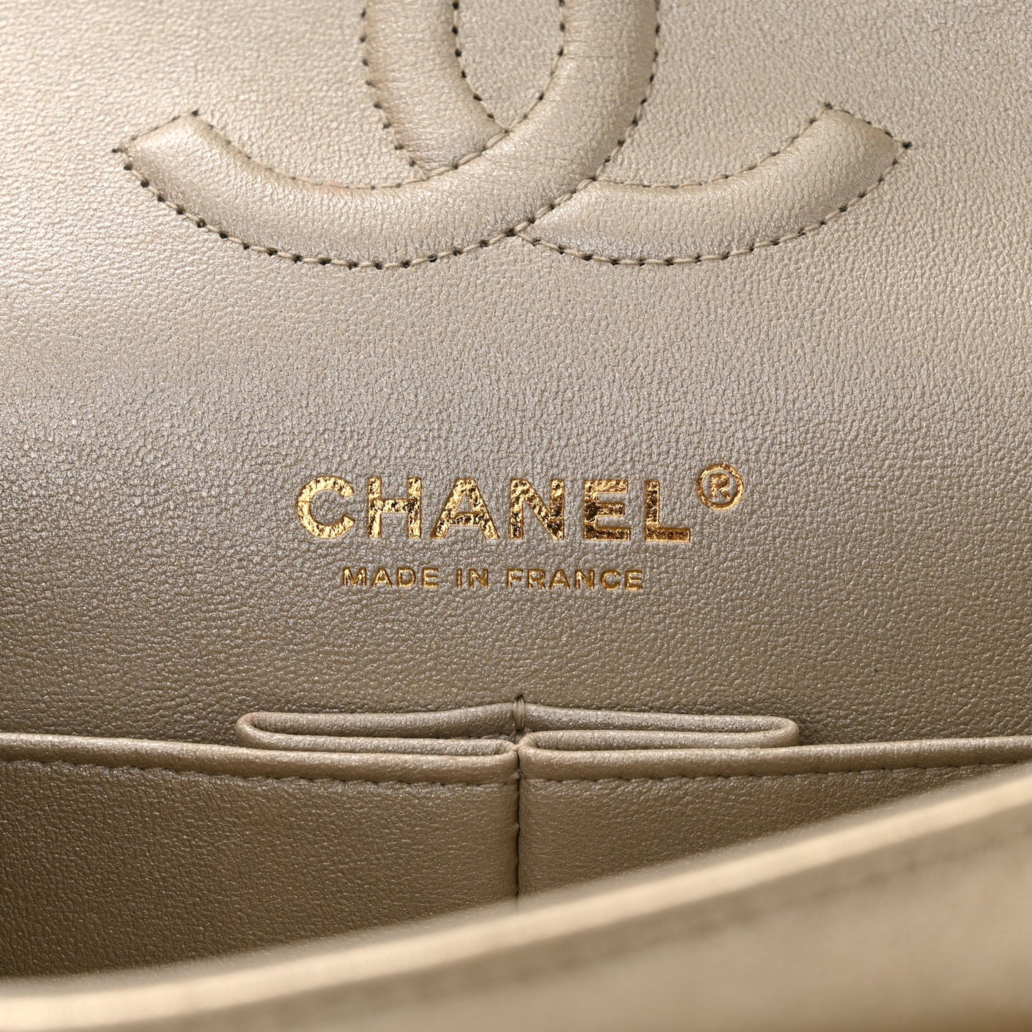 Metallic Lambskin Quilted Medium Double Flap Gold