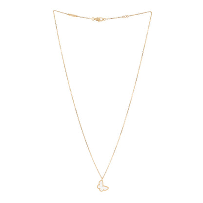 Van Cleef & Arpels 18K Yellow Gold Mother of Pearl Sweet Alhambra Butterfly Pendant Necklace 3 of 6