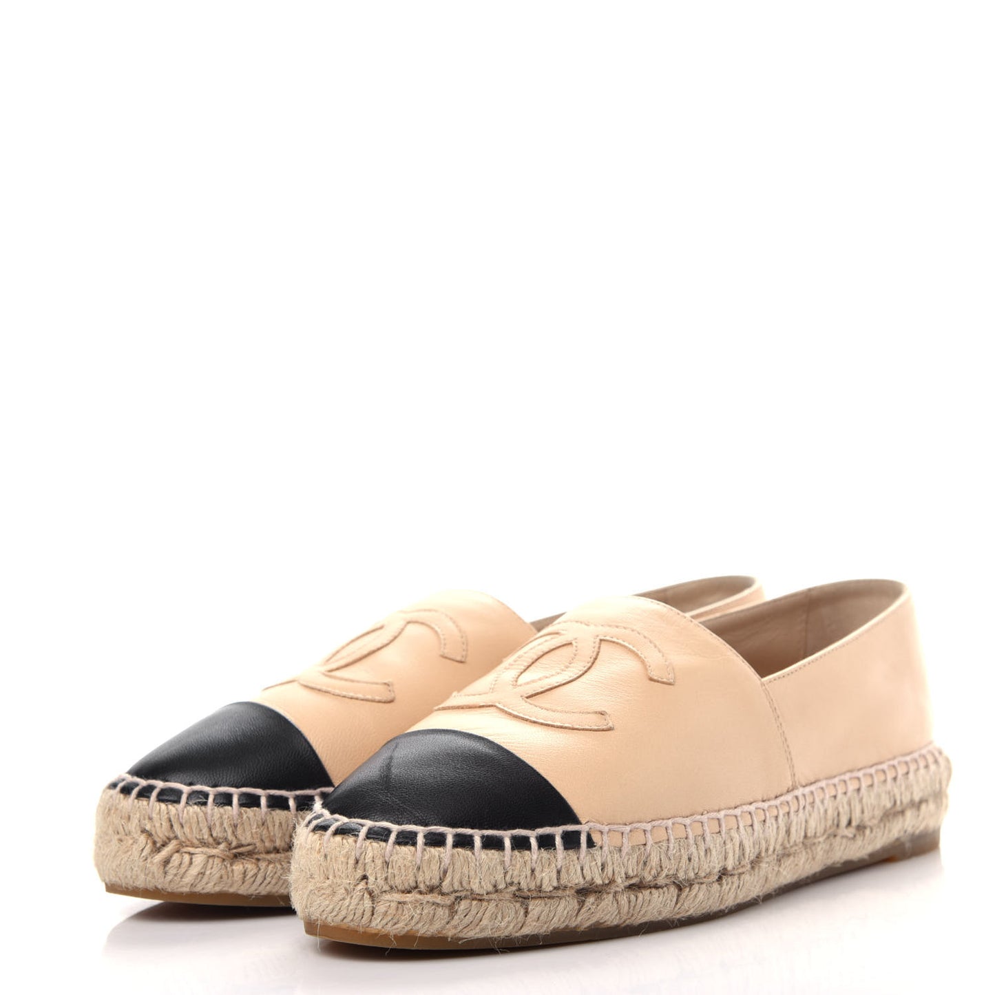 Lambskin CC Espadrilles 37 Beige Black