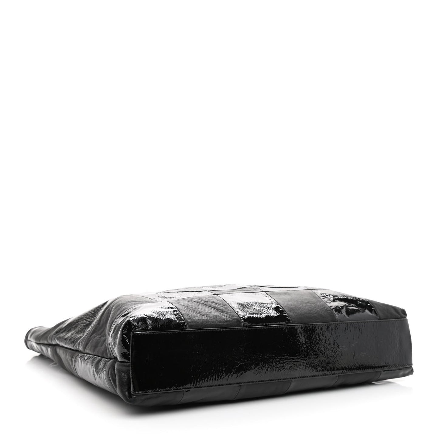 Patent Calfskin Patchwork Brooklyn Tote Black