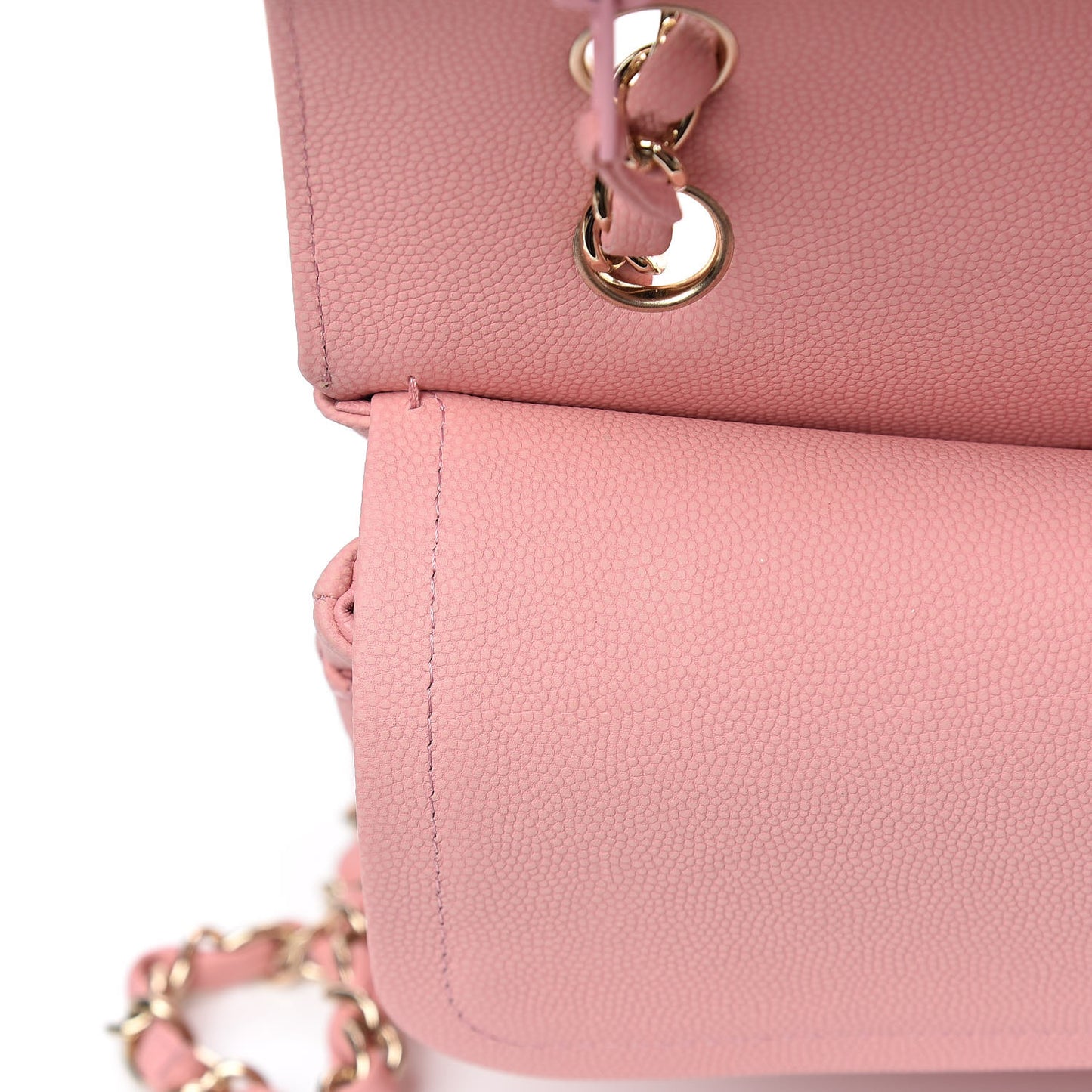 Caviar Chevron Quilted Medium Double Flap Pink