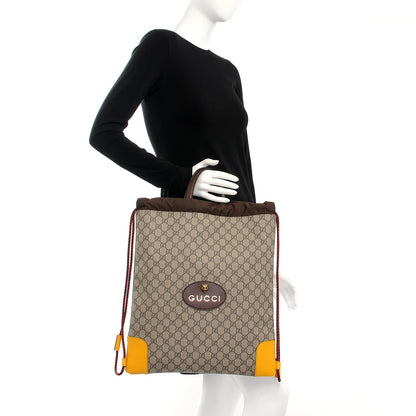 Gucci GG Supreme Monogram Neo Vintage Drawstring Backpack Beige New Acero Crop 2 of 9