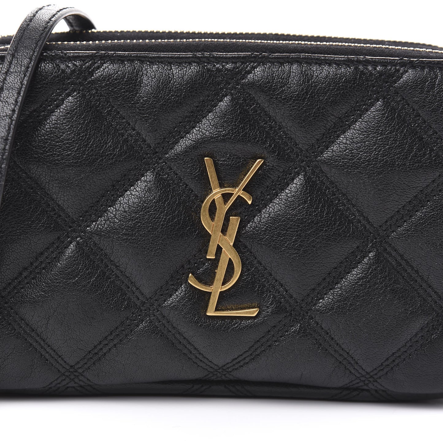 Grained Lambskin Quilted Mini Becky Double Zip Bag Black