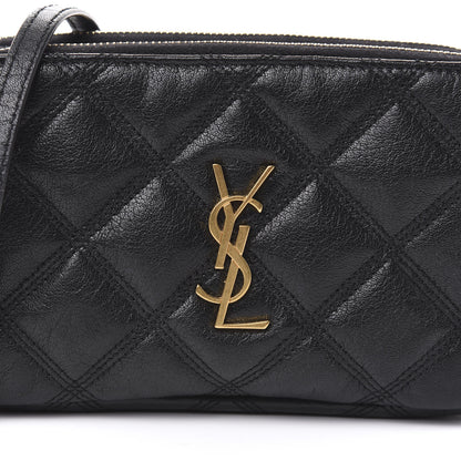 Saint Laurent Grained Lambskin Quilted Mini Becky Double Zip Bag Black 12 of 12
