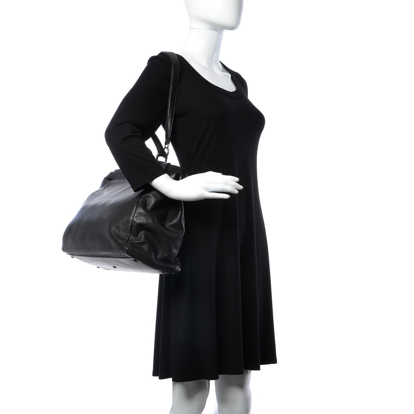 Goatskin Large Peekaboo Iconic Satchel Black Lampone