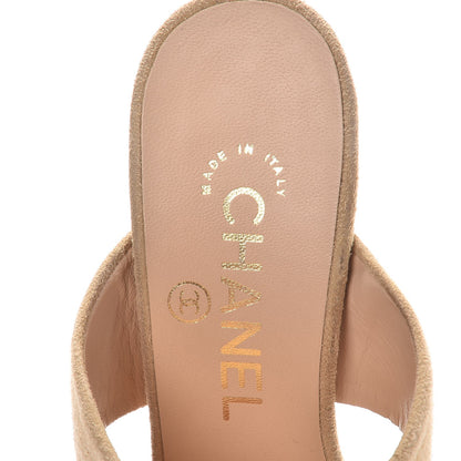 Chanel Suede Pearl Sandals 35 Beige 7 of 9