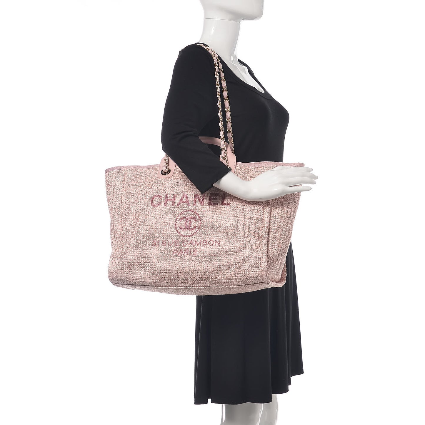 Straw Lurex Large Deauville Tote Pink