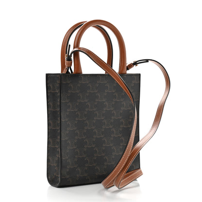 Celine Triomphe Canvas Calfskin Mini Vertical Cabas Tan 3 of 8