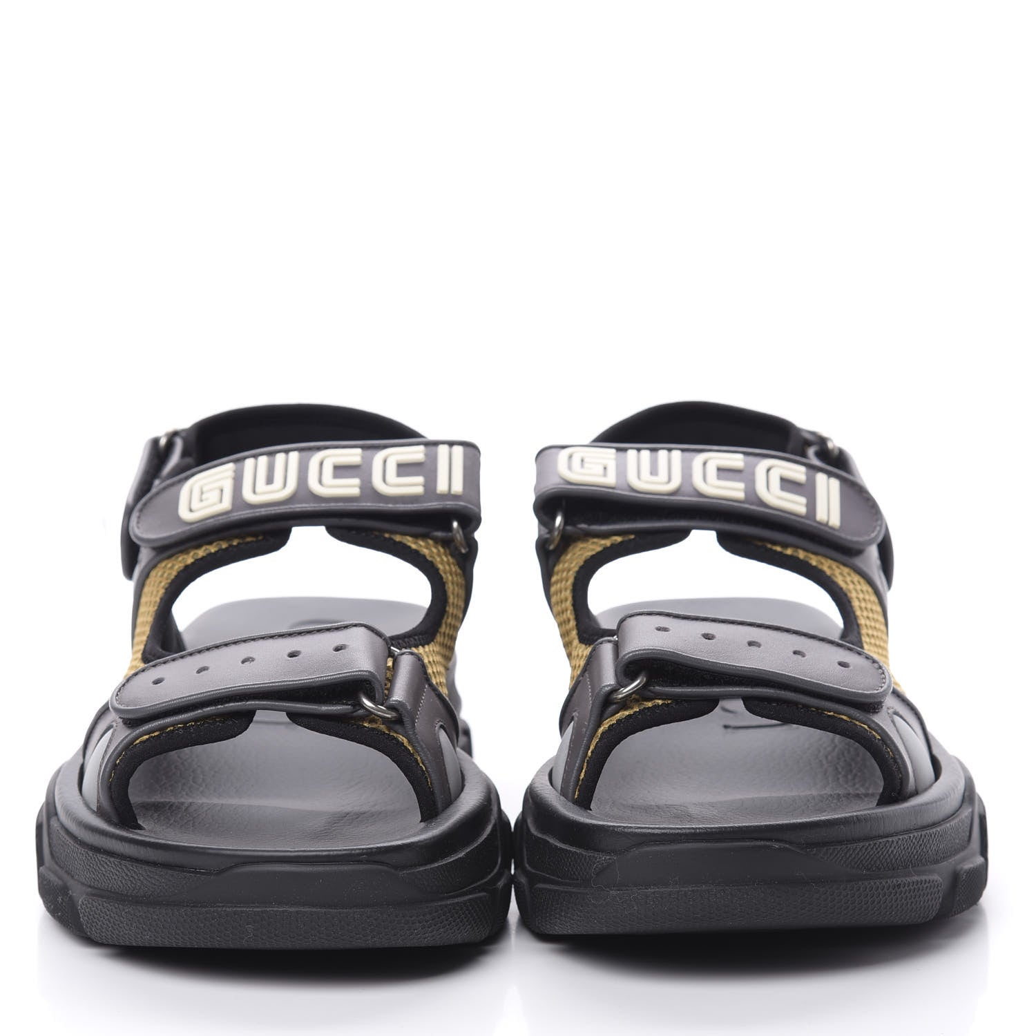 Gucci X SEGA Nappa Mesh Mens Aguru Sandals 8 Loess Black 2 of 8