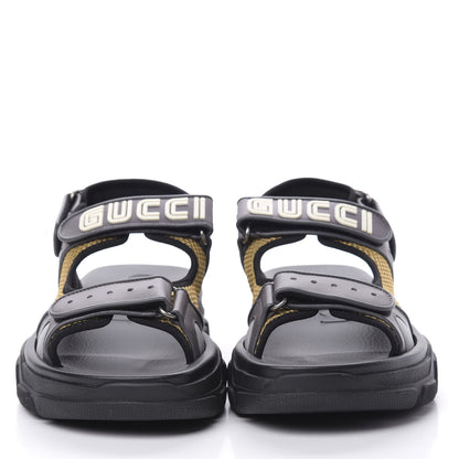 Gucci X SEGA Nappa Mesh Mens Aguru Sandals 8 Loess Black 2 of 8