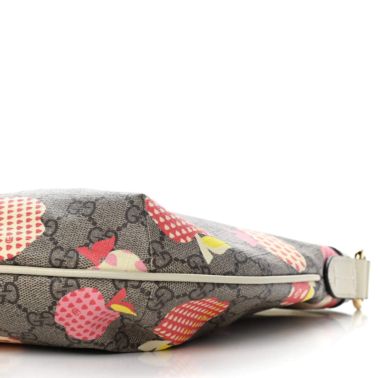 GG Supreme Monogram Les Pommes Small Ophidia Half Moon Hobo Beige Multicolor Mystic White