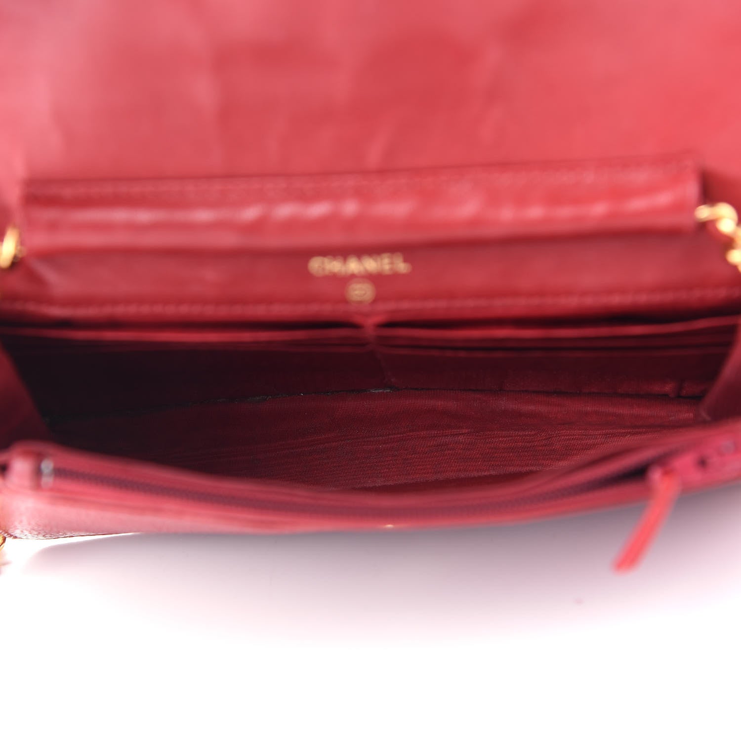 Chanel Caviar Timeless CC Wallet On Chain WOC Red 4 of 11