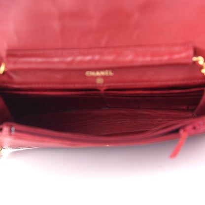 Chanel Caviar Timeless CC Wallet On Chain WOC Red 4 of 11