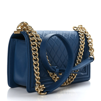 Chanel Lambskin Quilted Medium Boy Flap Blue 3 of 9