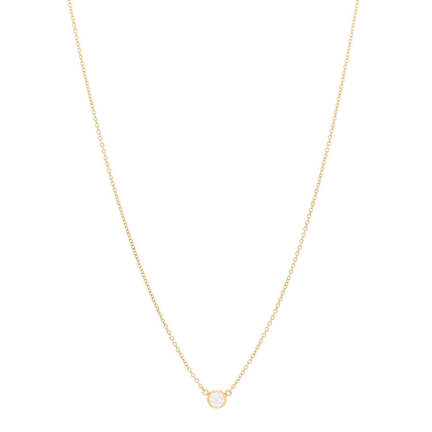 Tiffany 18K Yellow Gold Diamond .21ct Elsa Peretti Diamonds by the Yard Pendant Necklace 1 of 4