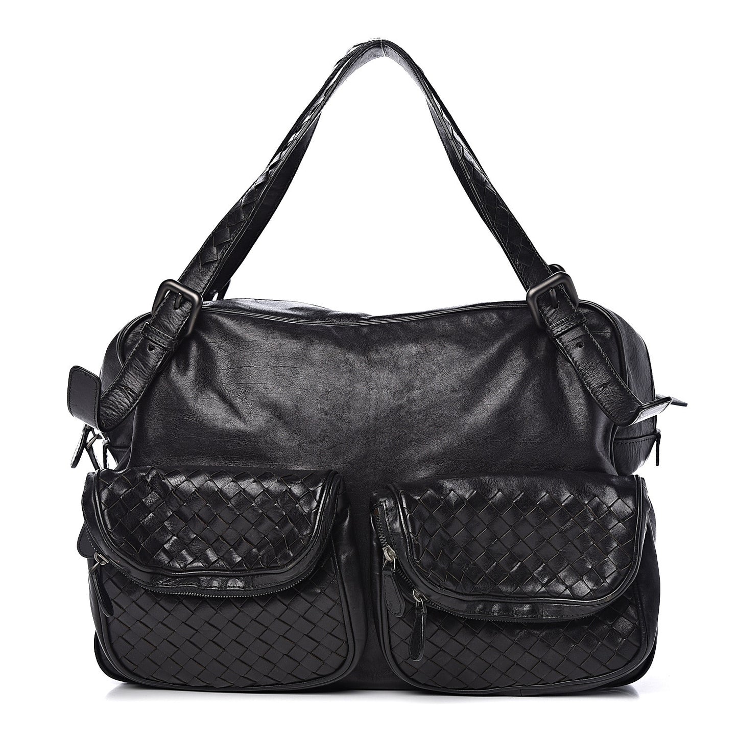 Nappa Intrecciato Multipocket Shoulder Bag Black