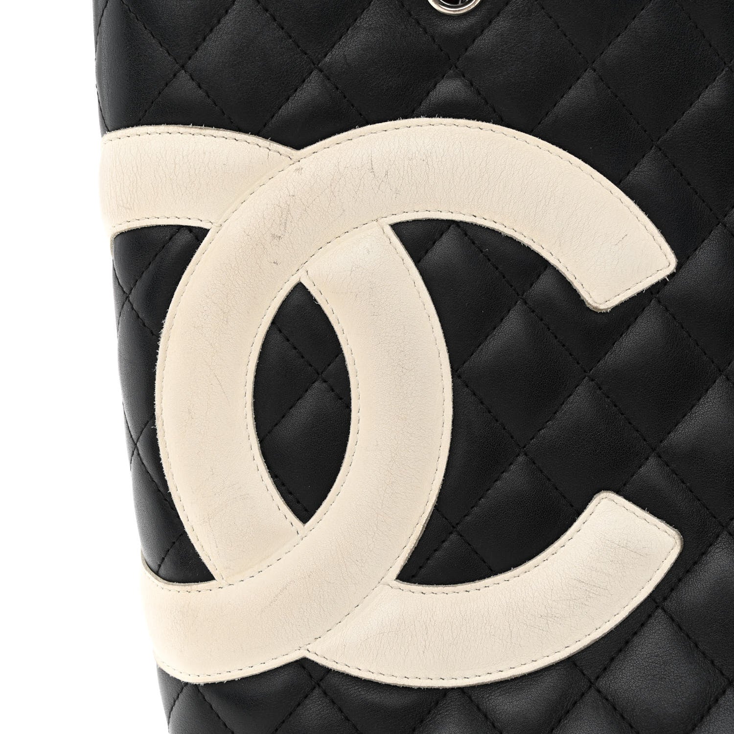 Chanel Calfskin Quilted Medium Cambon Tote Black White 13 of 14