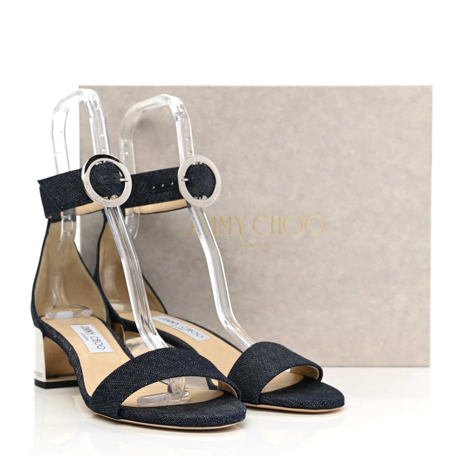 Jimmy Choo Denim Jaimie Ankle Strap Sandals 40 Indigo 9 of 9