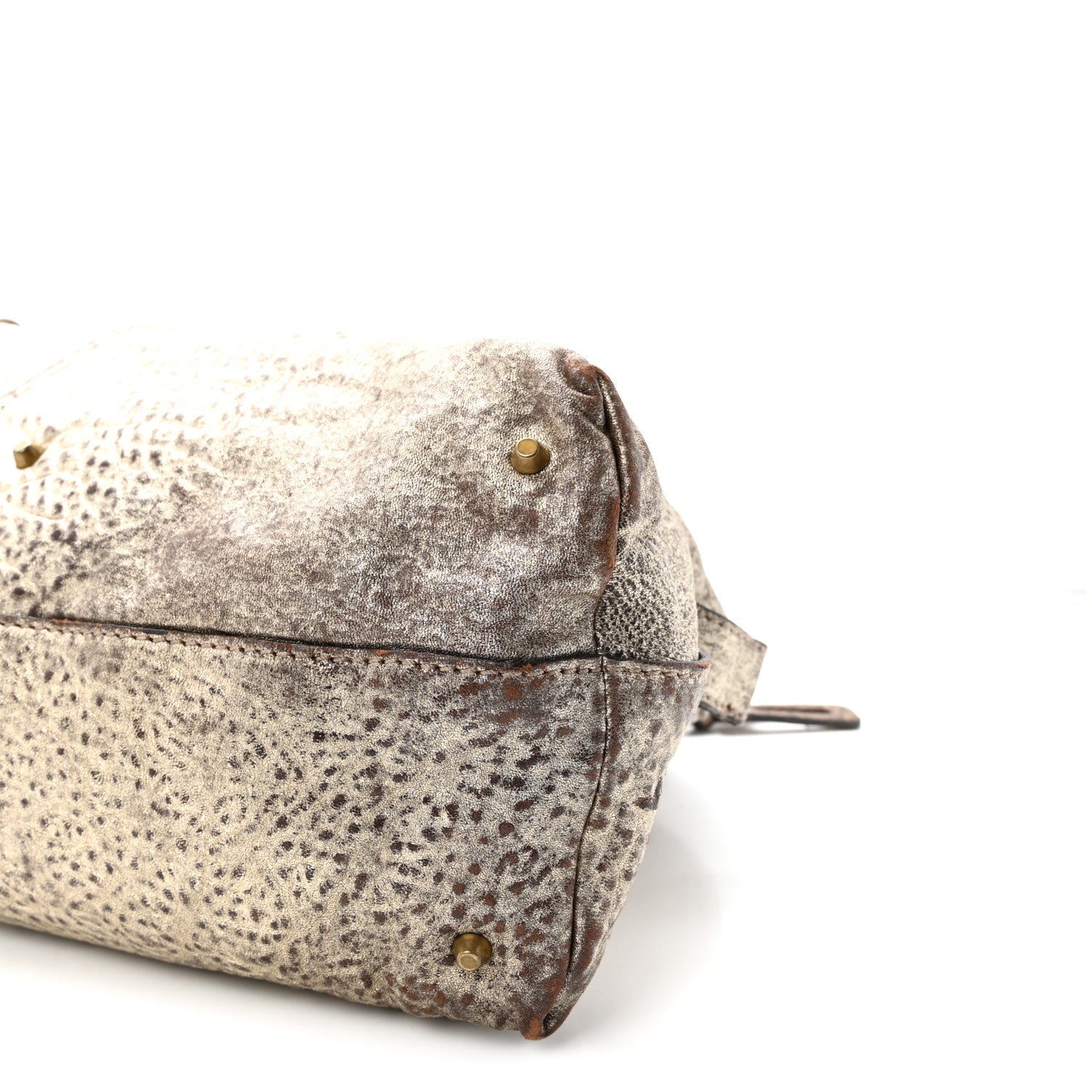 Chloe Metallic Pebbled Lambskin Medium Paddington Satchel Silver