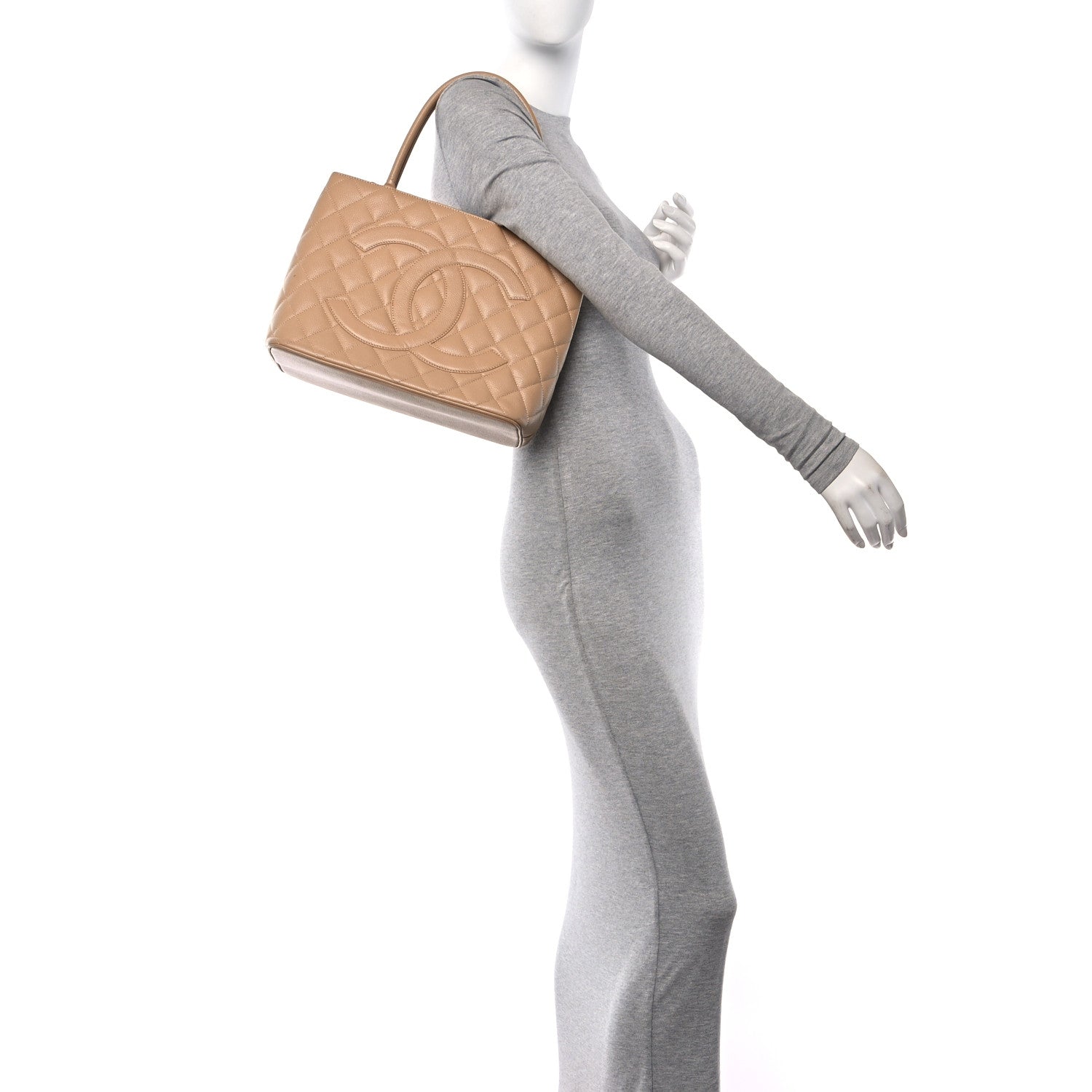 Chanel Caviar Quilted Medallion Tote Beige 2 of 13