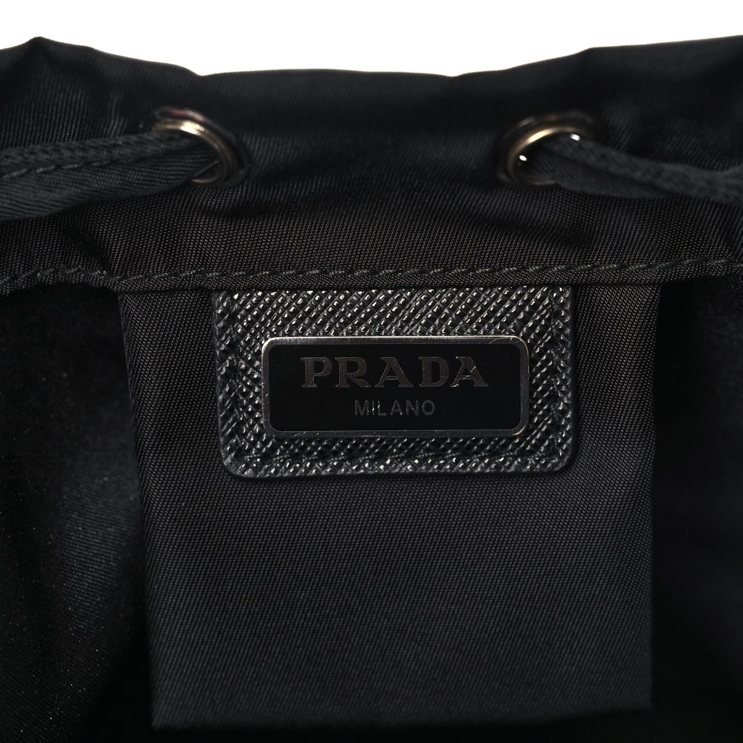 Saffiano Tessuto Nylon Vela Bucket Wristlet Black