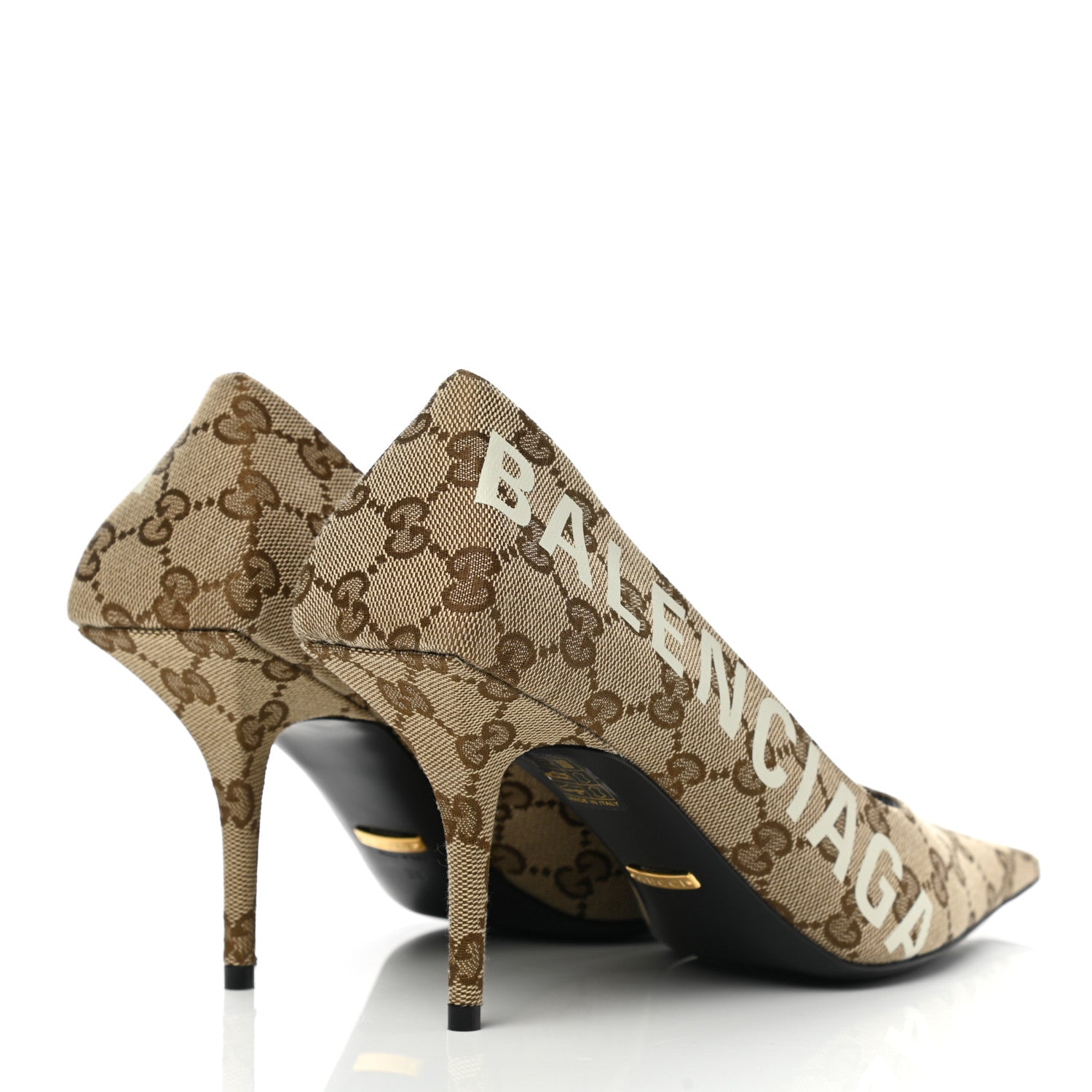 Balenciaga X GUCCI GG Monogram Square Knife Pumps 38 Beige Ebony 4 of 9