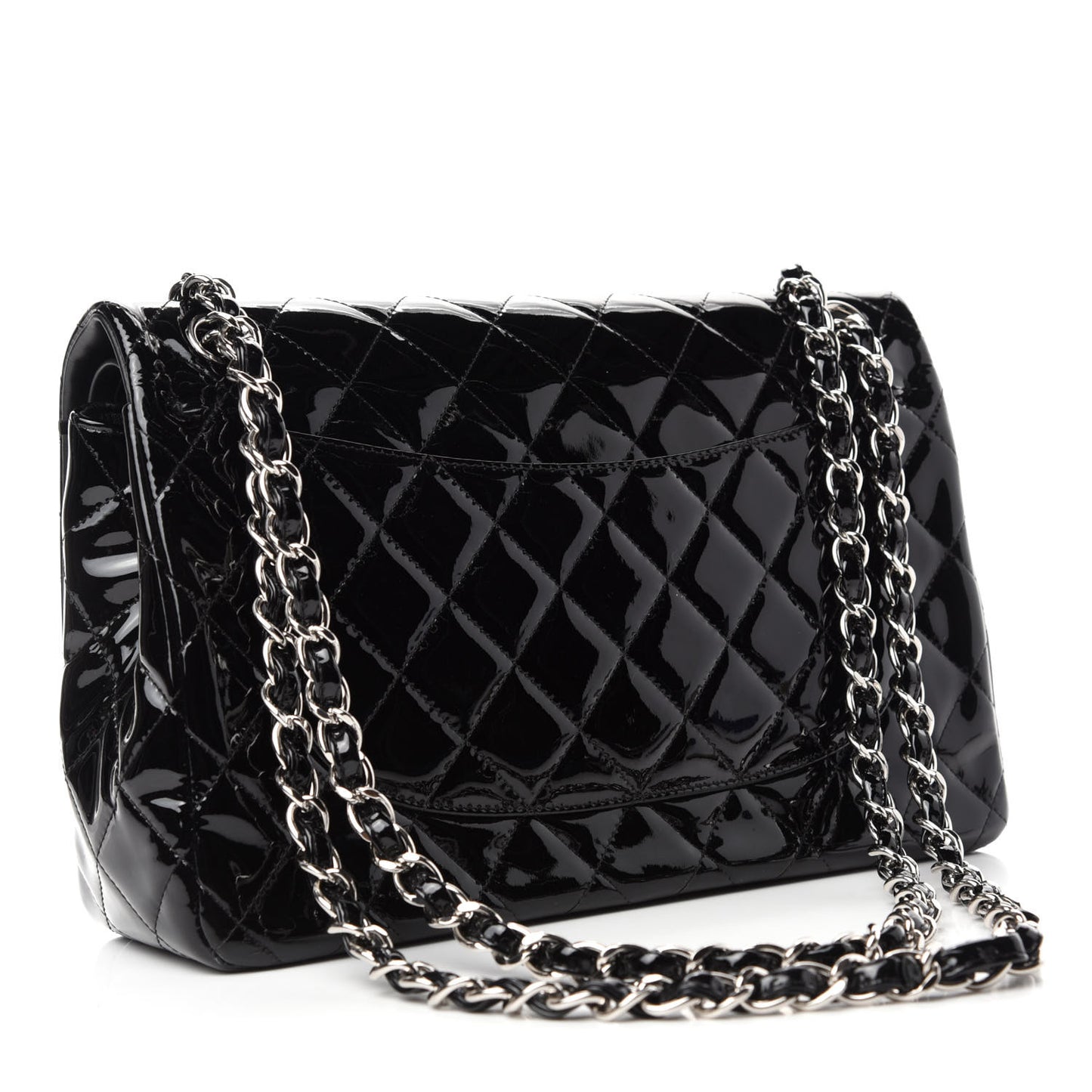 Patent Quilted Jumbo Double Flap Black