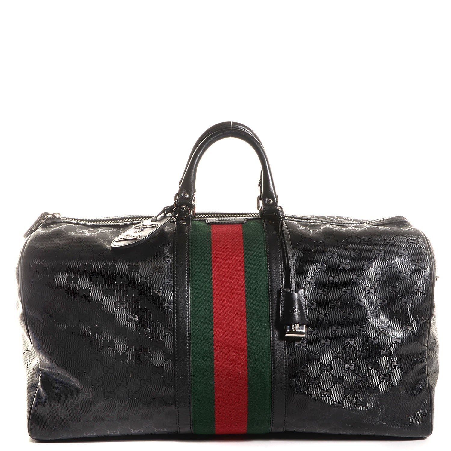 Gucci Imprime Monogram Web Carry On Duffle Bag Black 1 of 10