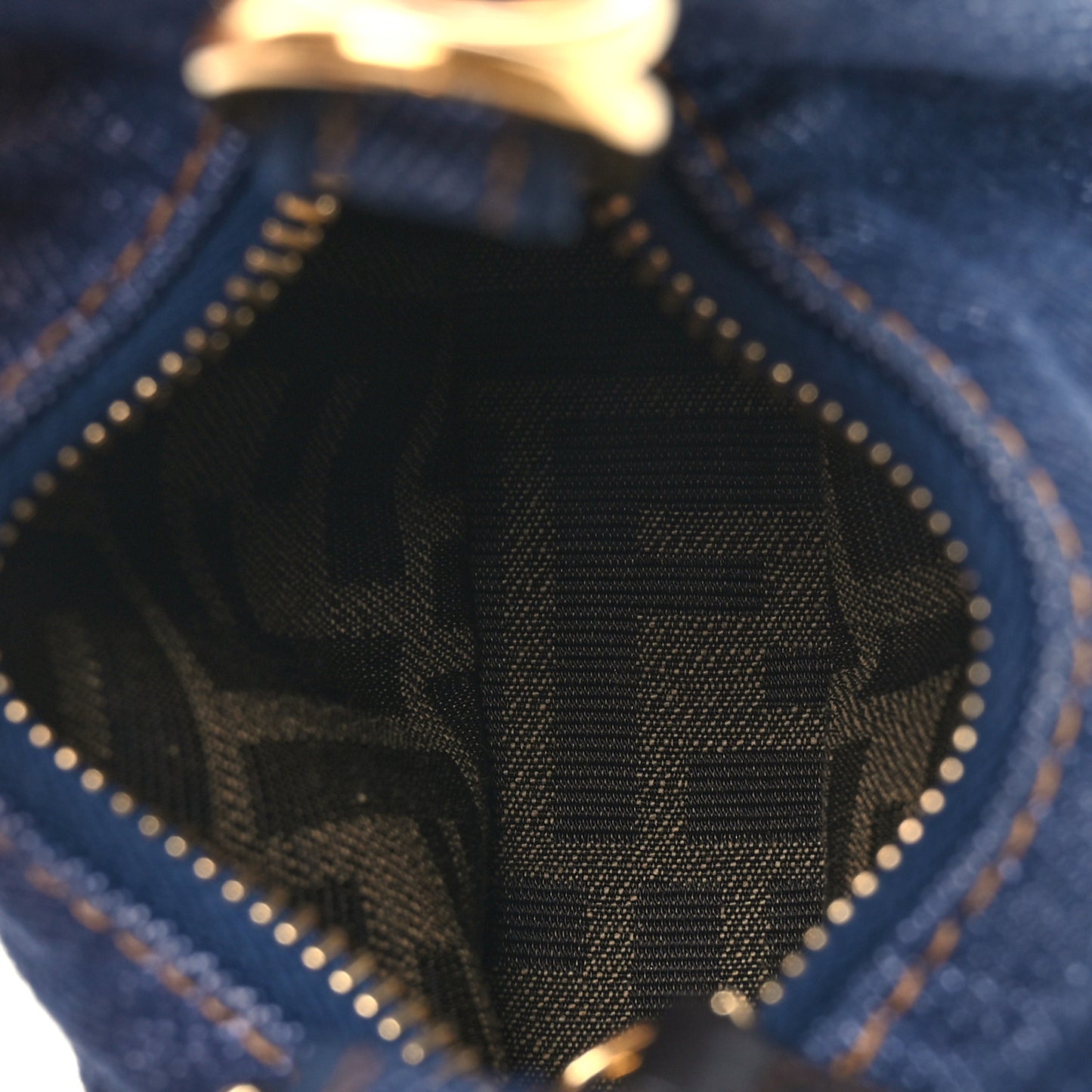 Denim Shiny Nappa Nano Fendigraphy Hobo Charm Blue Moro