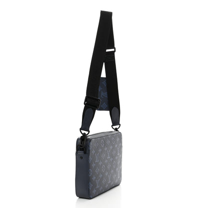 Louis Vuitton Calfskin Monogram Shadow Duo Messenger Navy Blue 3 of 10