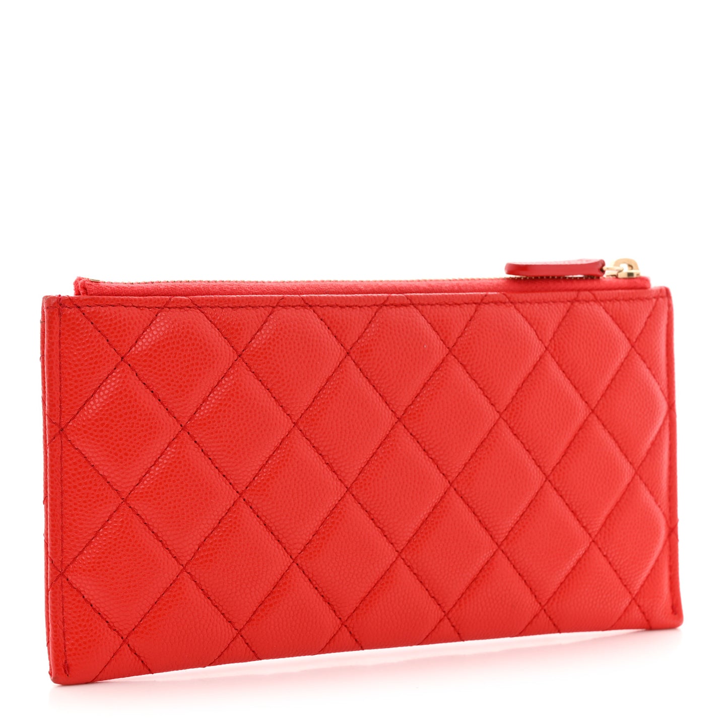 Caviar Quilted Classic Zip Pouch Red