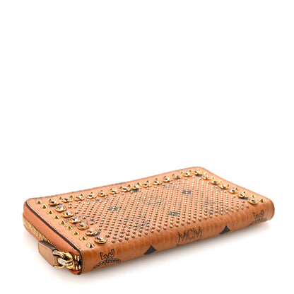 MCM Visetos Studded Crystal Zip Around Wallet Cognac 4 of 6