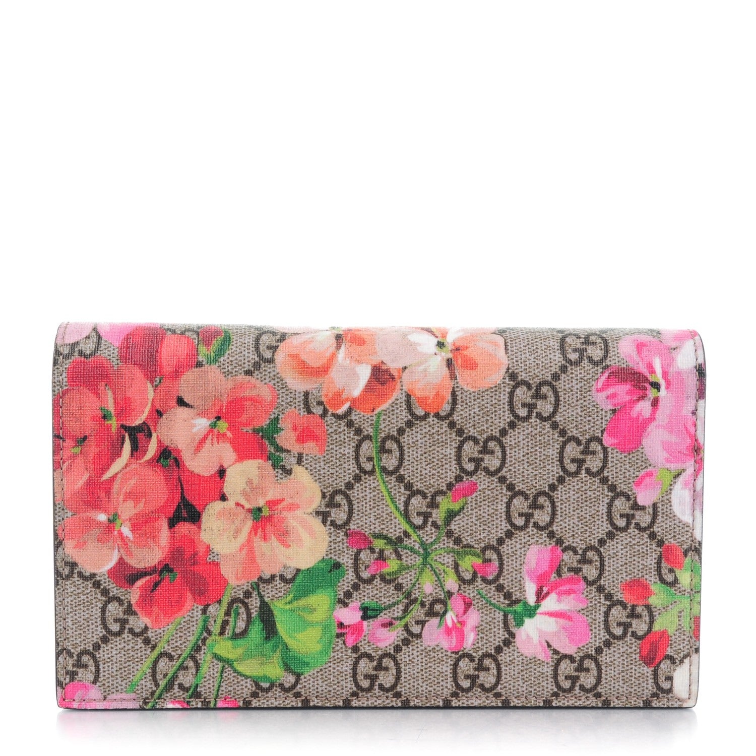 Gucci GG Supreme Monogram Blooms Chain Wallet Beige Multicolor Dry Rose 1 of 7