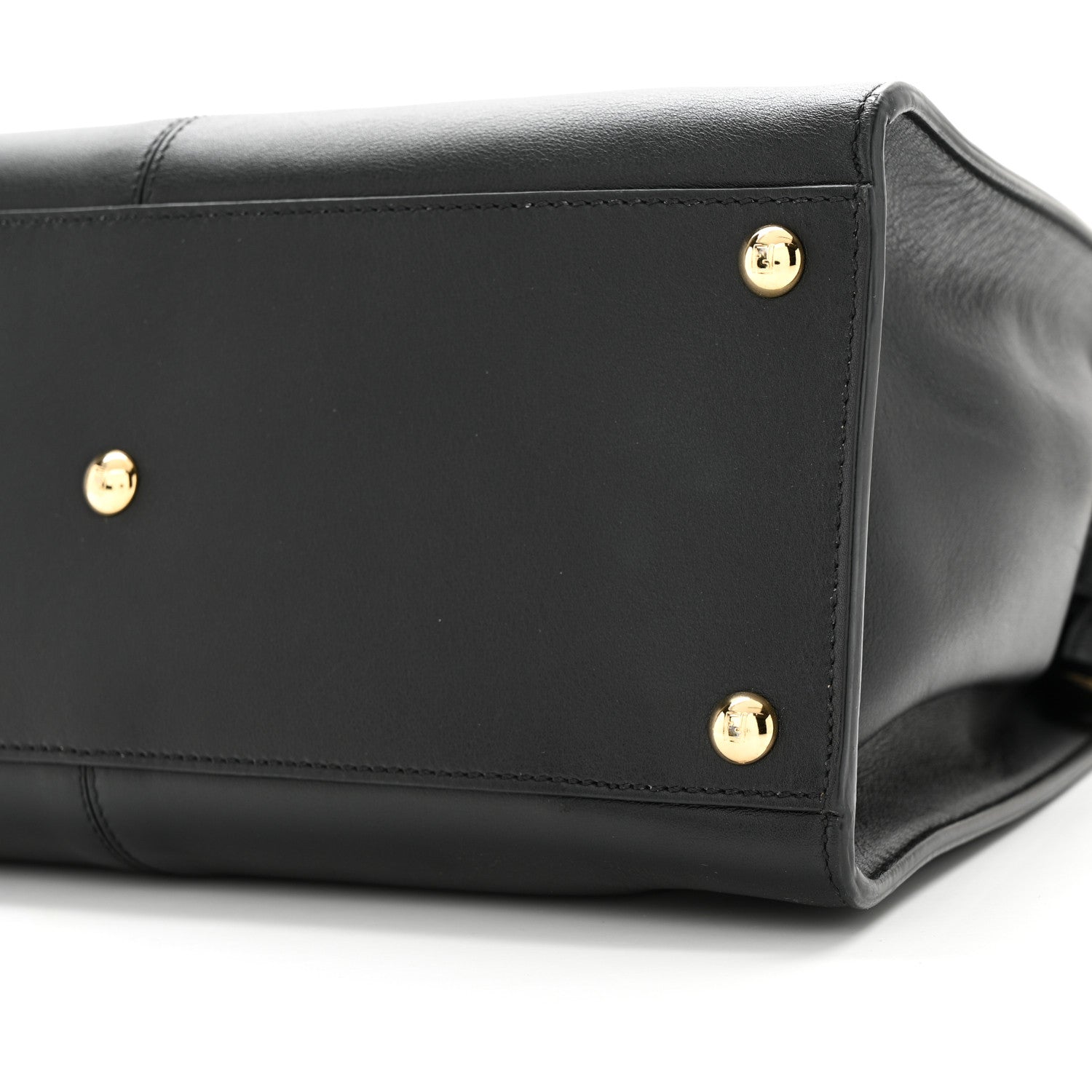 Fendi Vitello Seta Glazed Fabric FF 1974 Medium Peekaboo X-Lite Black Mogano Panna 9 of 10