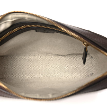 Gucci Monogram Jumbo GG Textured Dollar Calfskin Web Messenger Shoulder Bag Camel Ebony New Acero 5 of 11