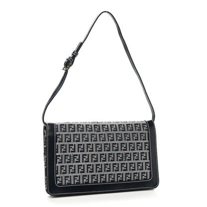 Fendi Zucchino Shoulder Bag Navy 2 of 8