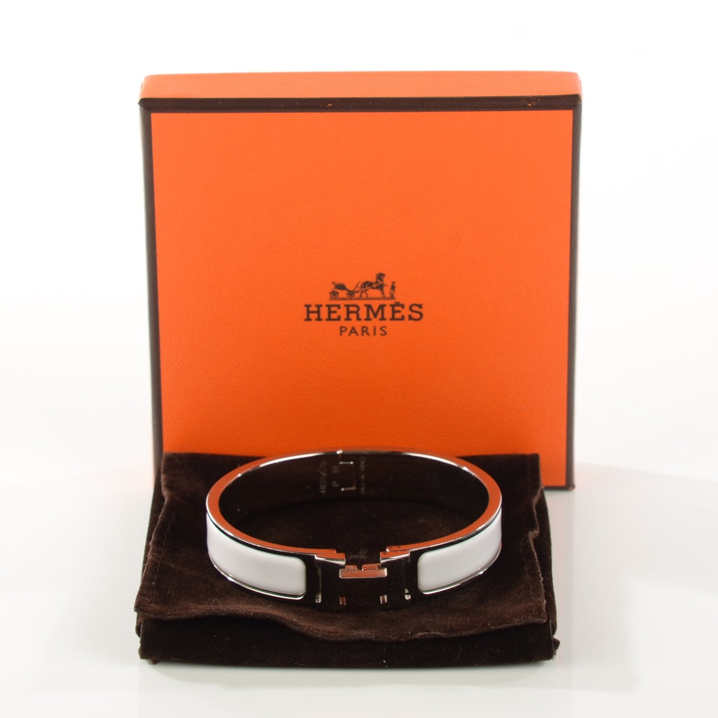 Enamel Narrow Clic Clac H Bracelet PM White