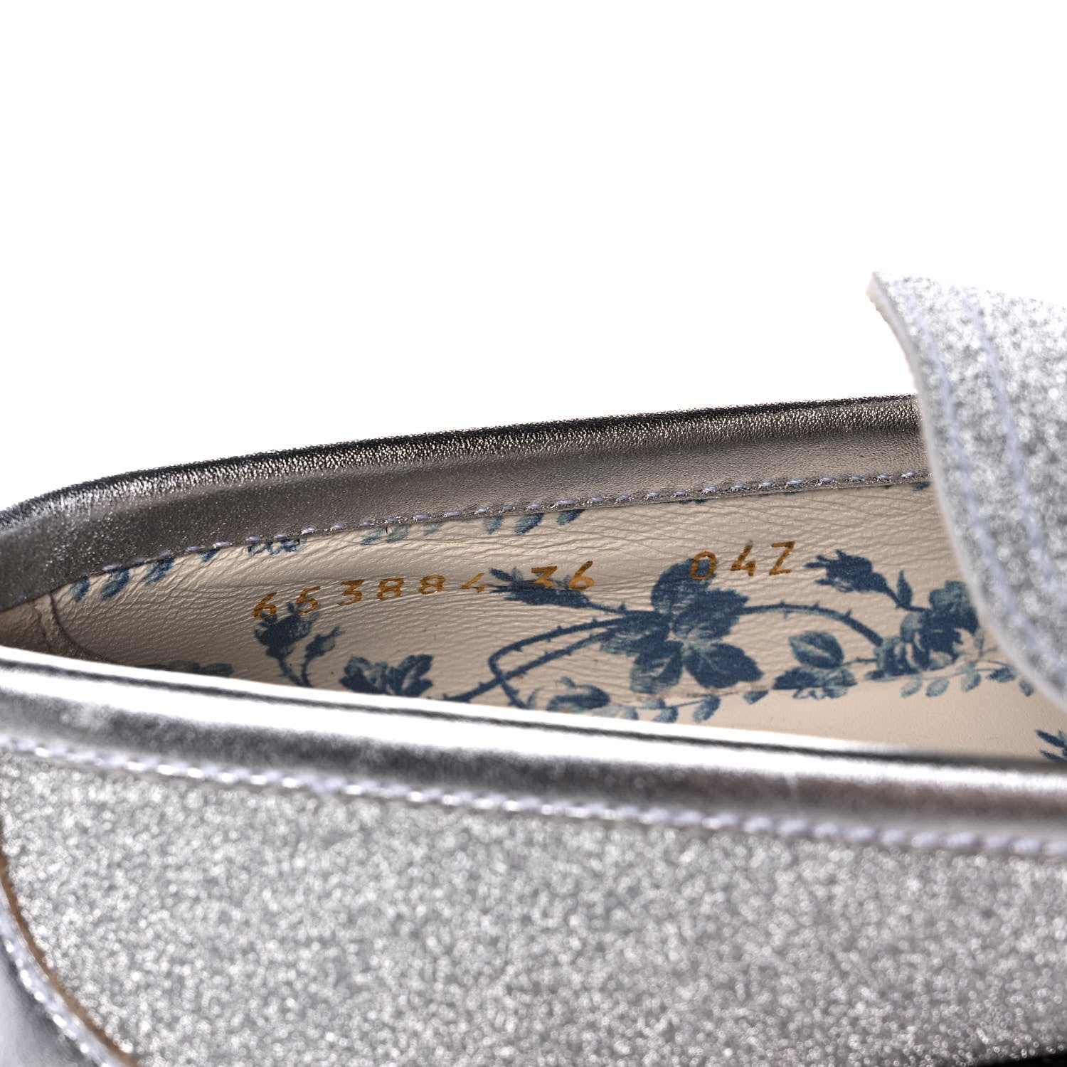 Gucci Mini Diamond Storm Silk Calfskin Womens Harald Horsebit 25mm Platform Loafers 36 Silver 10 of 11