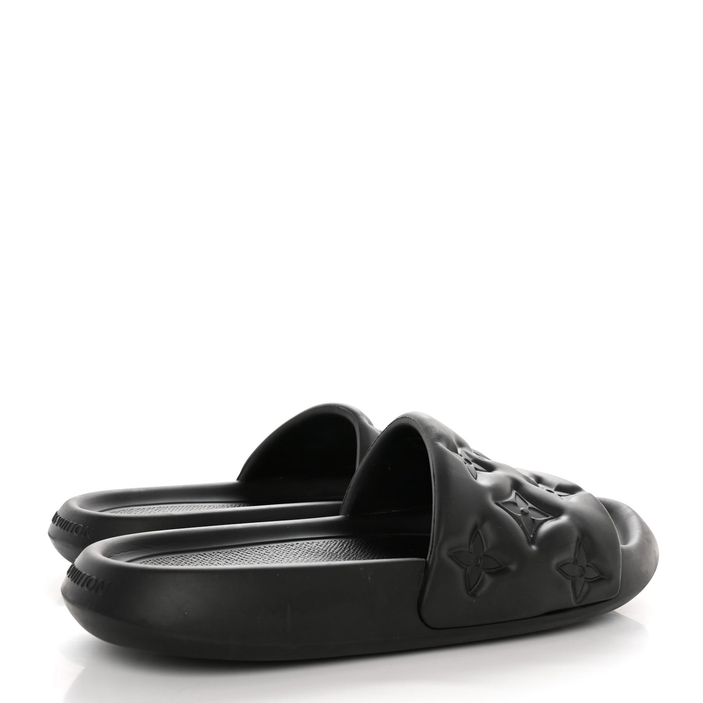 Rubber Embossed Monogram Mens Waterfront Mules 10 Black