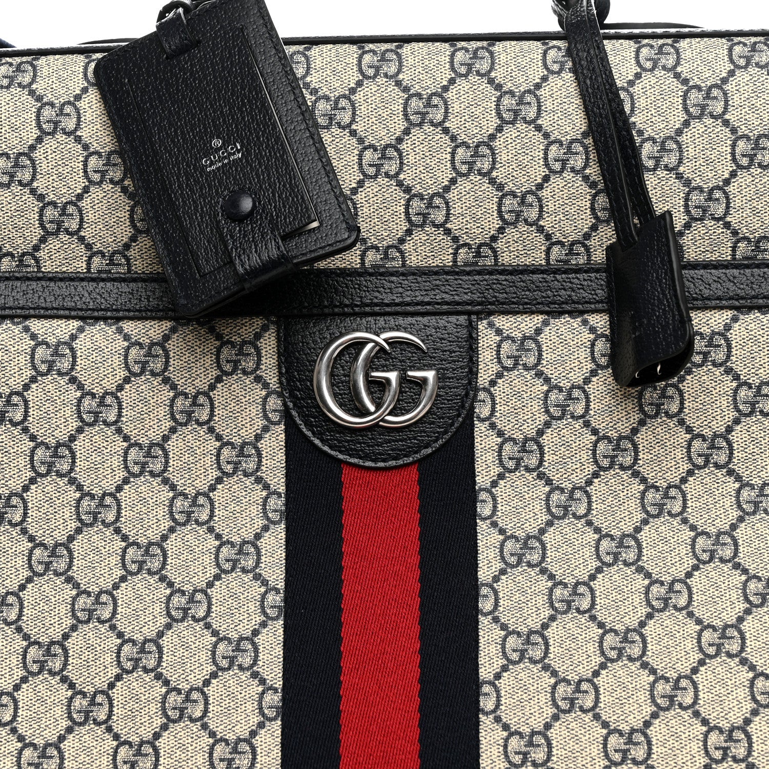 Gucci GG Supreme Monogram Web Savoy Garment Bag Beige Blue 8 of 10