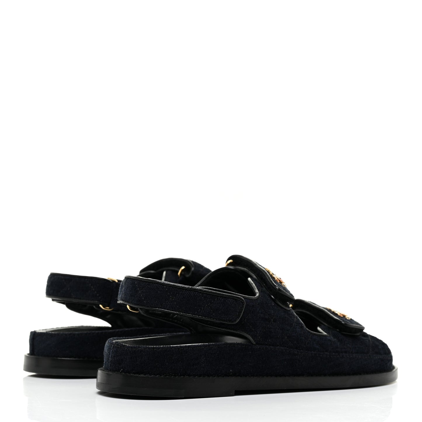 Velvet Velcro Dad Sandals 38.5 Navy Blue