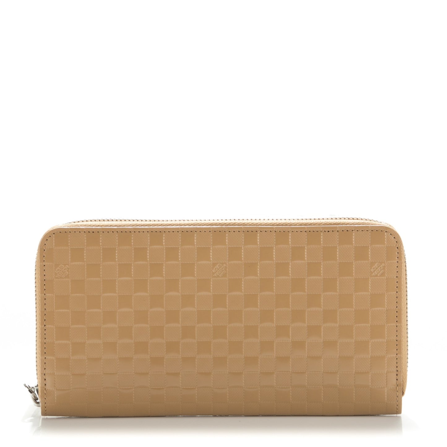 Shiny Calf Damier Facette Zippy Wallet Camel