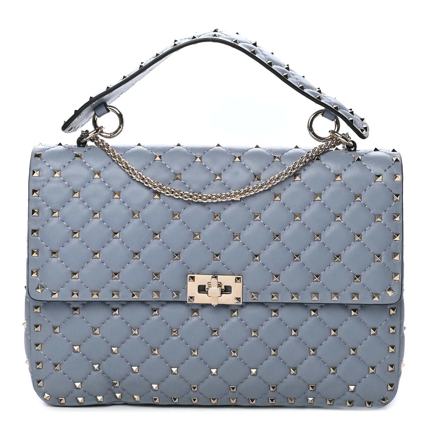 Nappa Large Rockstud Spike Shoulder Bag London Stone