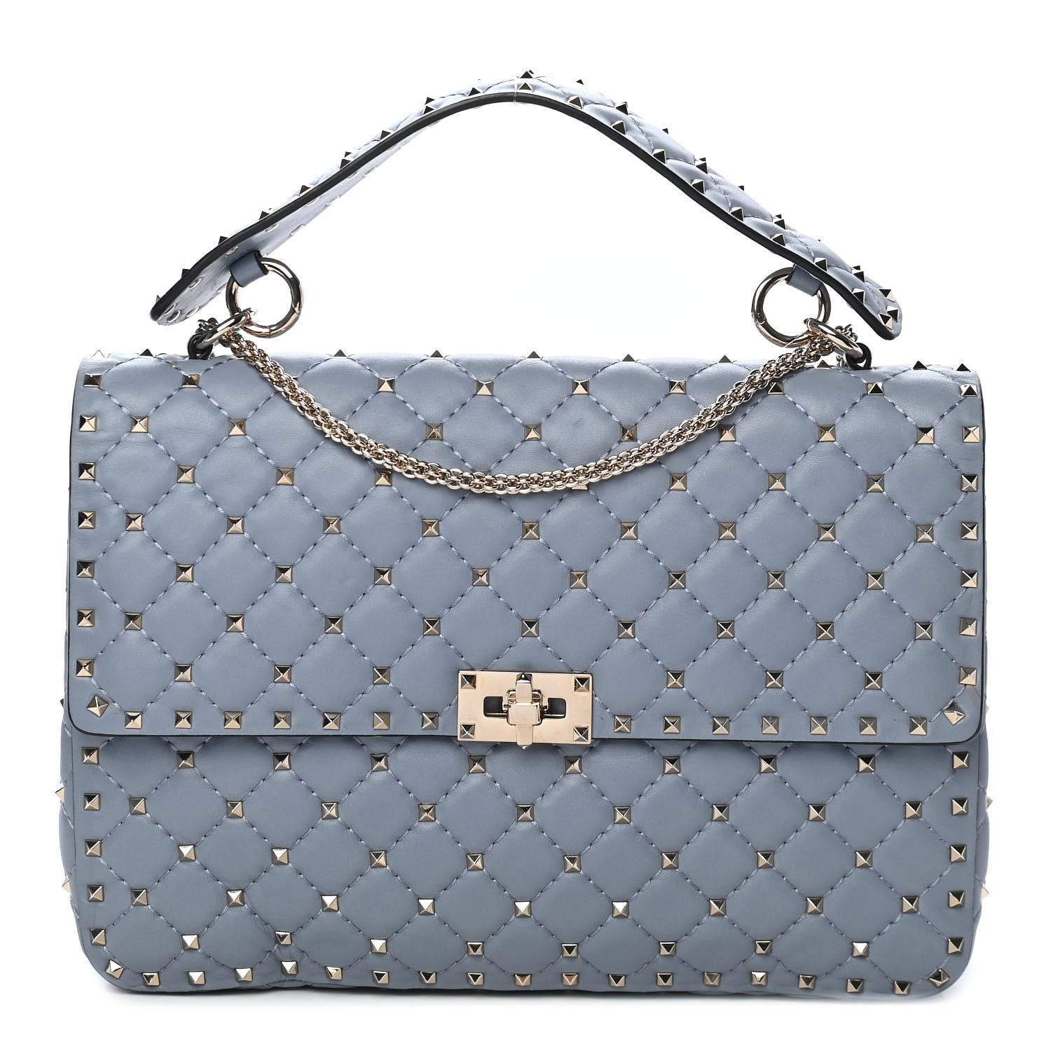 Valentino Garavani Nappa Large Rockstud Spike Shoulder Bag London Stone 1 of 8