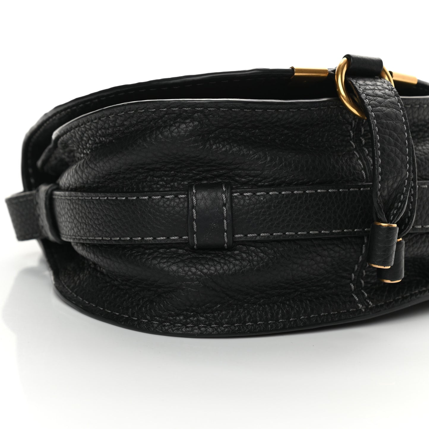 Calfskin Mini Marcie Round Crossbody Bag Black