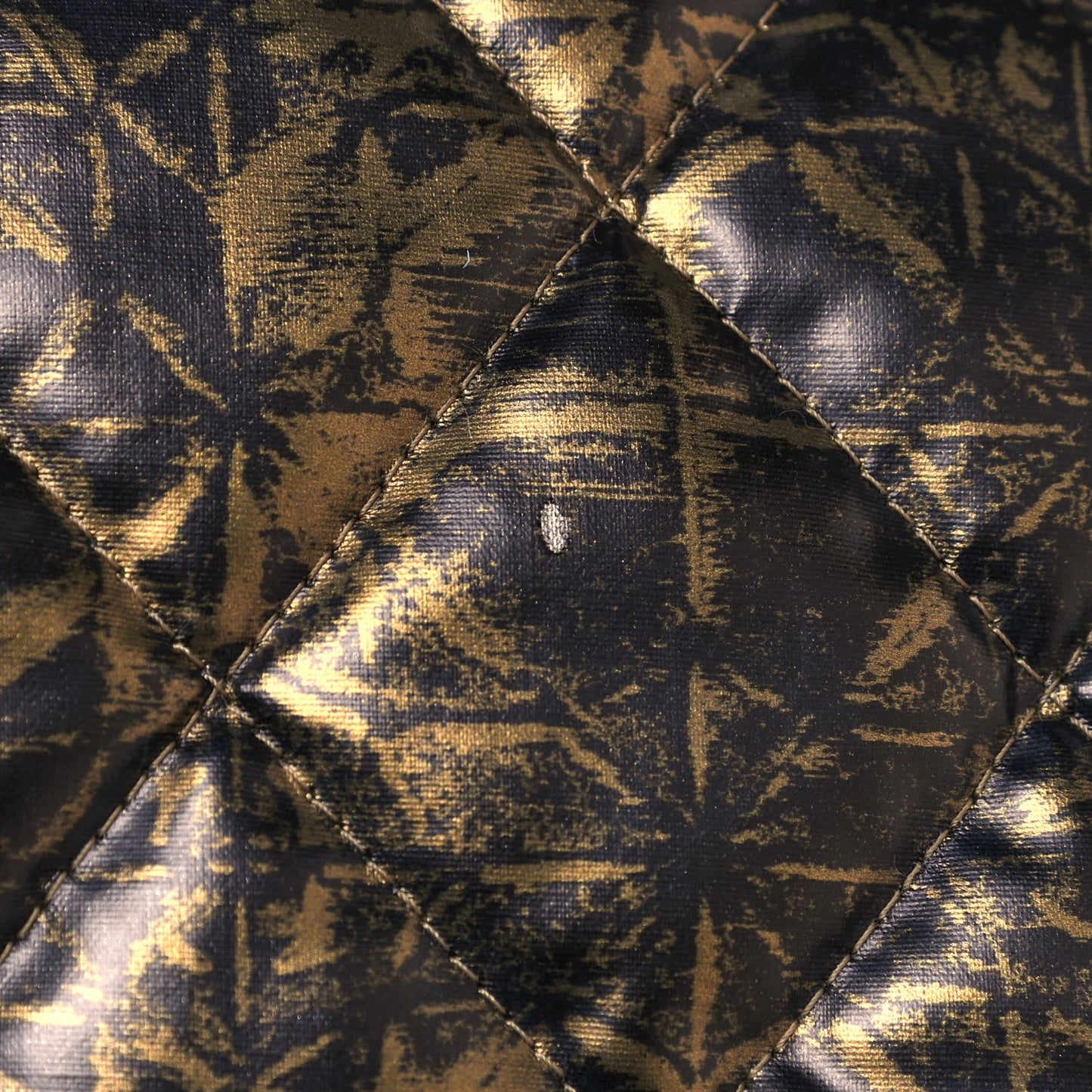 Nylon Printed Quilted Accordion Flap Black Gold