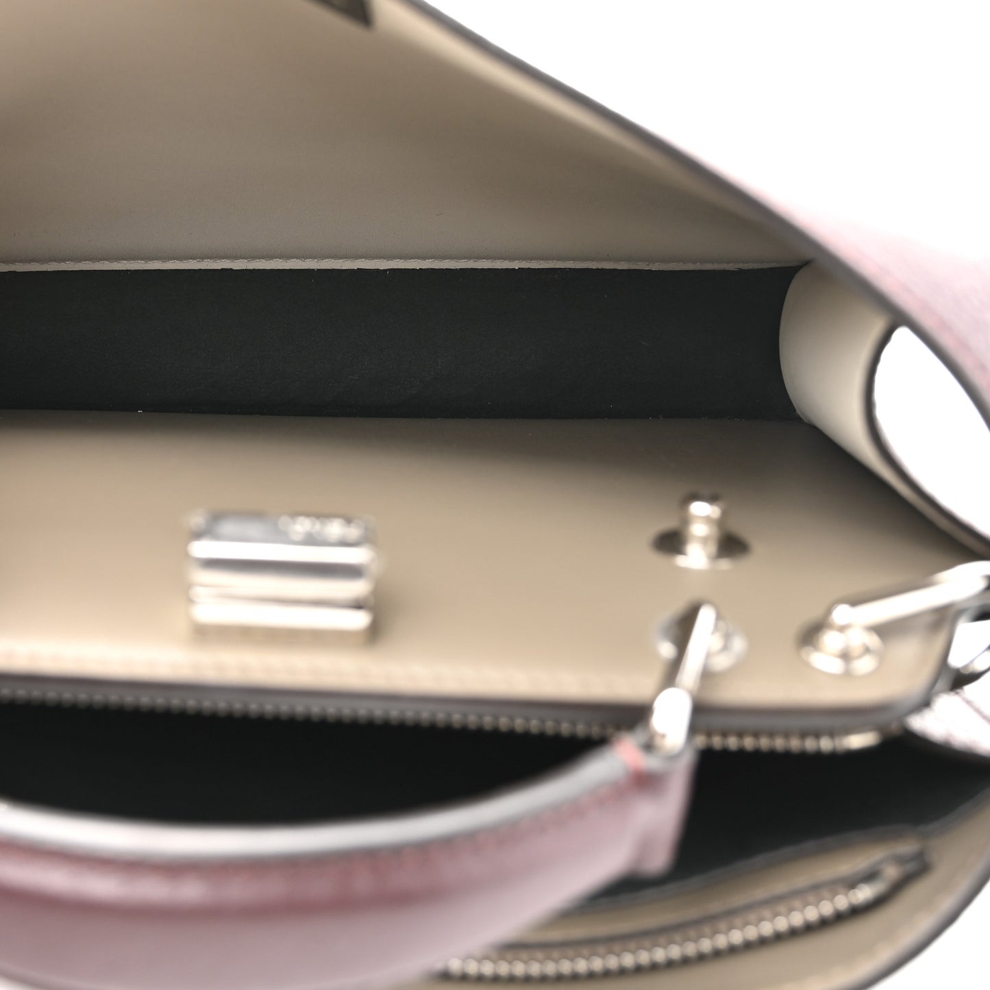 Cuoio Romano Vitello Cover Glazed Fabric Bi-Color FF 1974 Mini Peekaboo I SEE U Satchel  Ghianda Grezzo