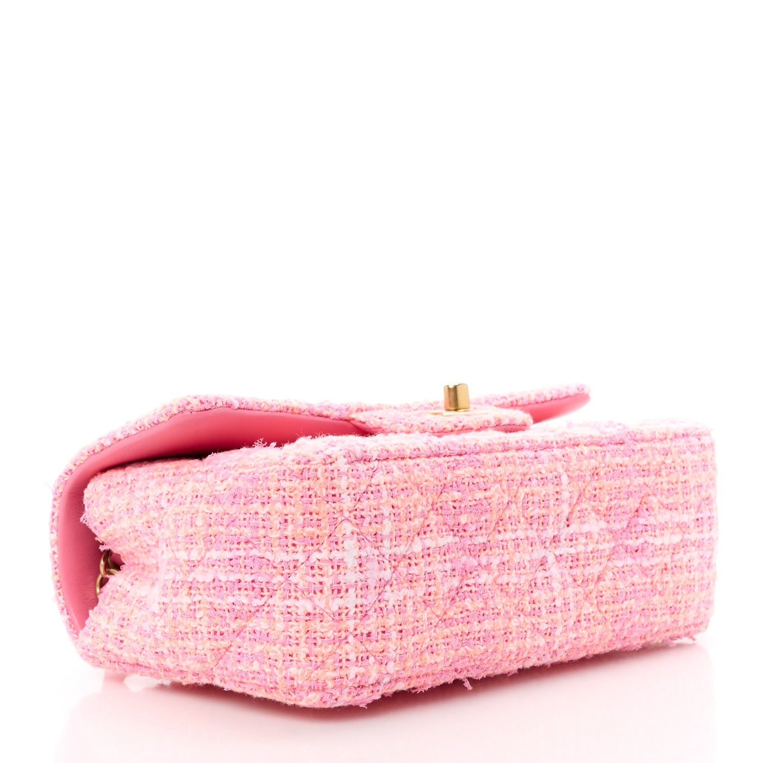 Chanel Tweed Quilted Mini Rectangular Flap Orange Pink Ecru 4 of 12