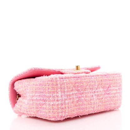 Chanel Tweed Quilted Mini Rectangular Flap Orange Pink Ecru 4 of 12